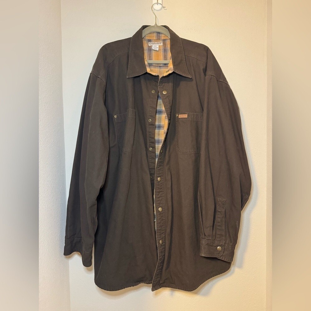 Carhartt Duck Flannel Lined Canvas VINTAGE Work Jacket - Picture 1 of 6
